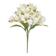 Buque Astromelia Cetim X15 Creme 34cm Flor Artificial