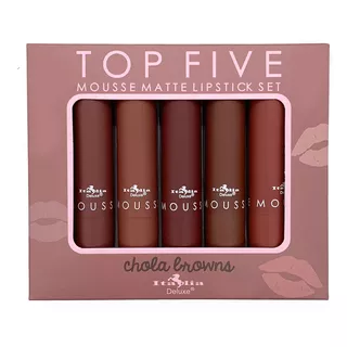 Labiales Mate Top Five Mousse Italia Caja De 5 Labiales Color Chola Browns