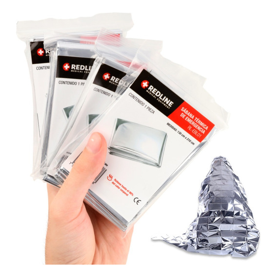 Sábana Térmica Aluminio Redline Manta Emergencia 4 Pack