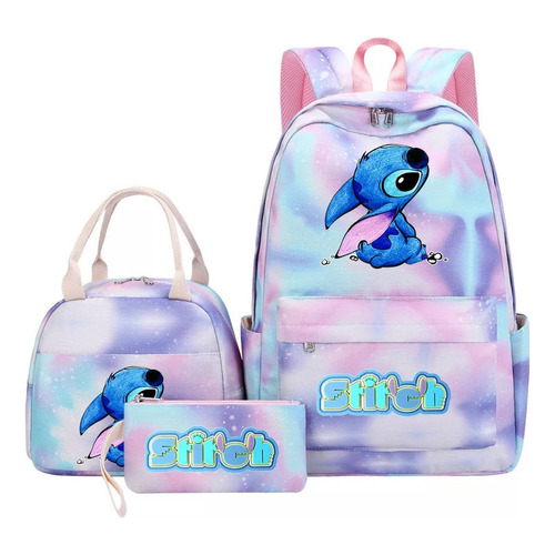 Mochila Stitch Para Libros Escolares Y Niñas, Al Bolso Color Style 19