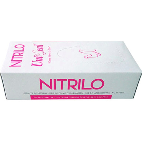 Guantes descartables antideslizantes UniSeal 3.5 grs color rosa talle XS de nitrilo x 100 unidades