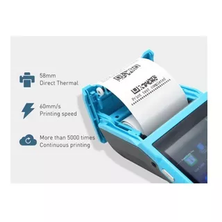 Mini Máquina Pos De Android Móvil Con Impresora Color Azul