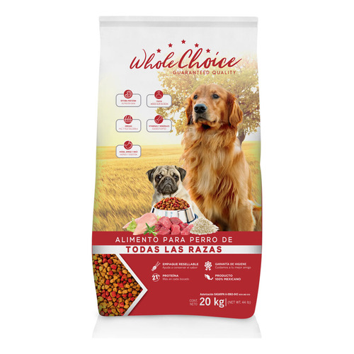 Alimento para perro Whole Choice 20kg todas las razas sin soya