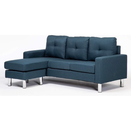 Sofa Modular En L Anastasia En Tela Lado Intercambiable Color Azul