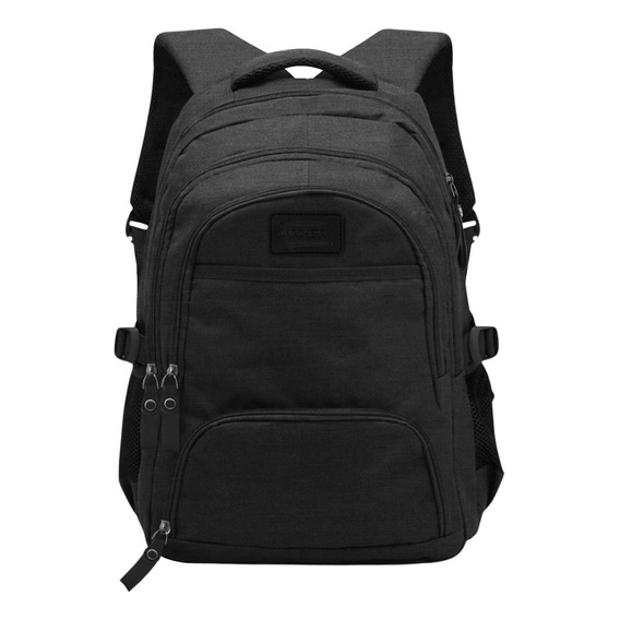 Mochila Universitaria Juvenil Porta Notebook Hombre Mujer Color Negro 430006 Diseño De La Tela Liso