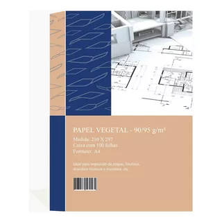 Papel Vegetal 90/95 G/m² A4 210x297mm Mares 100 Und