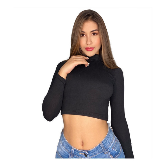 Crop Top Blusa Mujer Dama Busito Manga Larga Ref 9