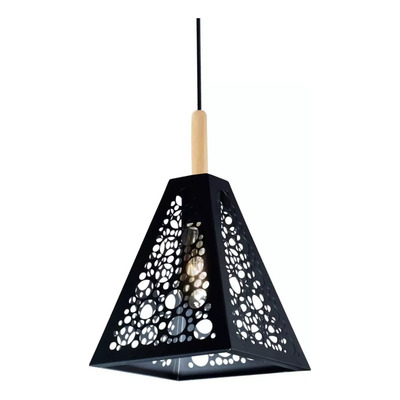 Lampara Colgante Retro Moderna Vintage Hole2 Con Madera