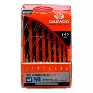 Kit De 8 Mechas Daewoo Dwkit8w Para Madera Tamaños 3 Al 10