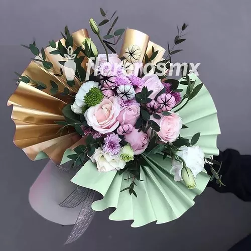 Papel Para Ramos Florales Coreano Bicolor Bouquet 20 Hojas Color