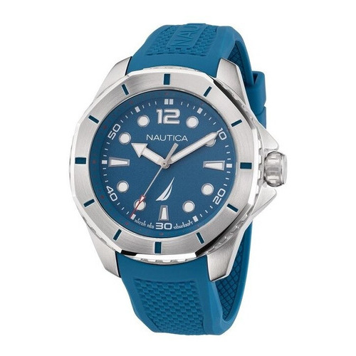 Reloj Para Hombre Nautica Napkmf203, 46mm Acero Inoxidable Color de la correa Azul Color del bisel Plateado Color del fondo Azul