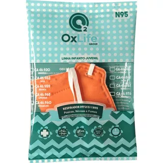 Máscara Infantil Pff2 - N95 - Cores - Kit Com 20 Un. Cor Laranja