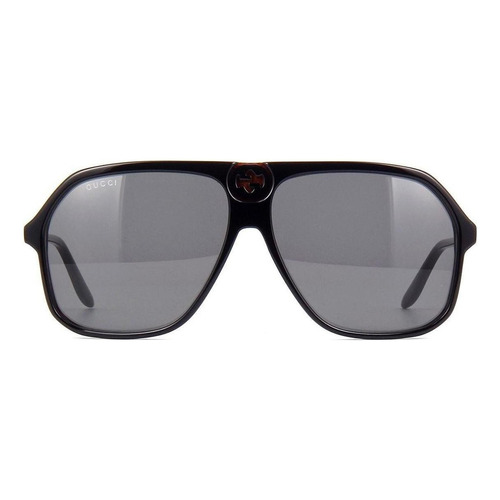 Anteojos de sol Gucci GG0734S con marco de acetato color negro, lente gris de plástico, varilla negra de acetato