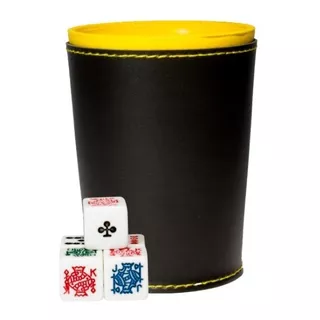 Cubilete Profesional, Vaso Estriado. Incluye 5 Dados Poker