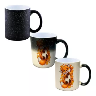 Caneca Magica Glitter Raposa Raposinha Cute Folhas