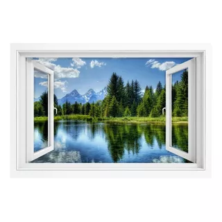 Ventana Blanca Paisaje Tropical Cuadro Canvas En Bastidor