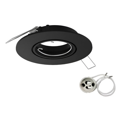 Spot Negro Embutir Redondo Aluminio Ideal Baños Gu10