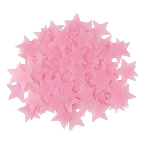 Estrellas Fluorescentes X100 Brillo En La Oscuridad Brillan Color Rosa