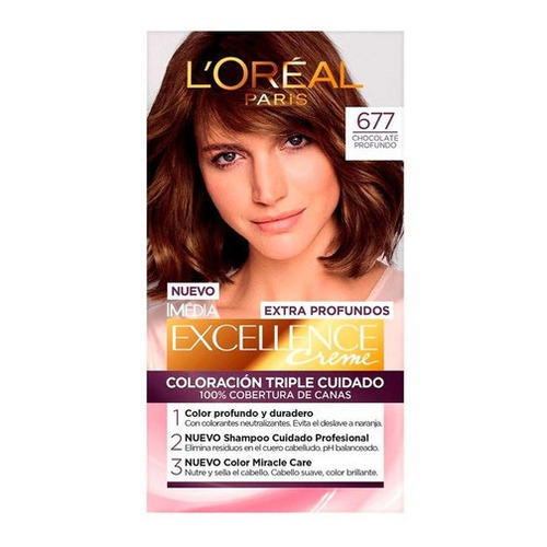 Kit Tinte L'Oréal Paris  Excellence Extra profundos tono 677 chocolate profundo para cabello