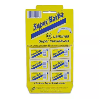 60 Laminas De Barbear Super Barba Premium Barbearia Original