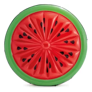 Colchon Salvavidas Inflable Forma De Sandia Redonda Intex Color Rojo Y Verde