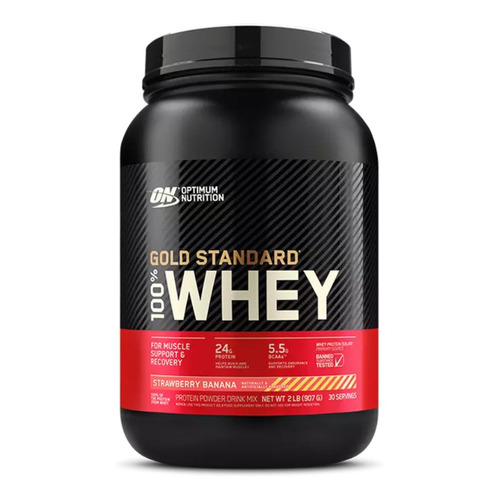 Suplemento en polvo Optimum Nutrition  Proteína Gold Standard 100% Whey proteína sabor strawberry banana en pote de 907g