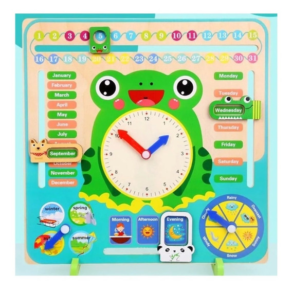 Calendario/ Reloj  Montessori Multifuncional Madera