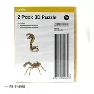 Puzzle 3d Set Esqueleto Serpiente Araña Madera