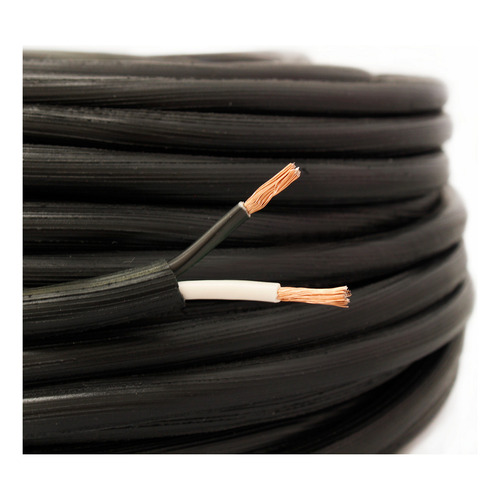 Rollo De 25m Cable Uso Rudo 2x12 Color Negro, Marca Luz En Linea,  2540 Watts, 20 Amperes, Para Exteriores