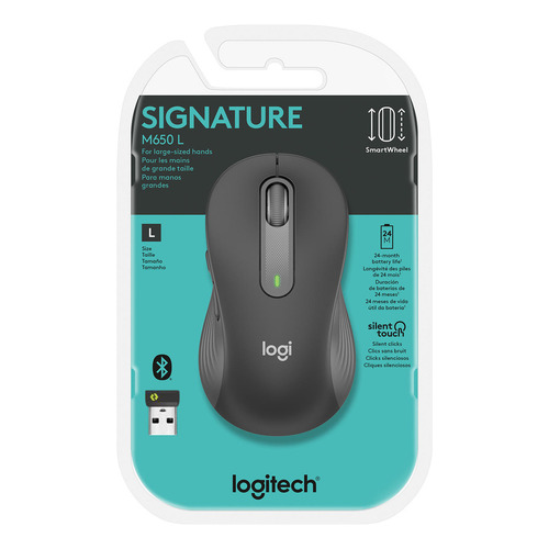 Mouse Inalambrico Logitech Signature M650 Large Grafito Color Negro