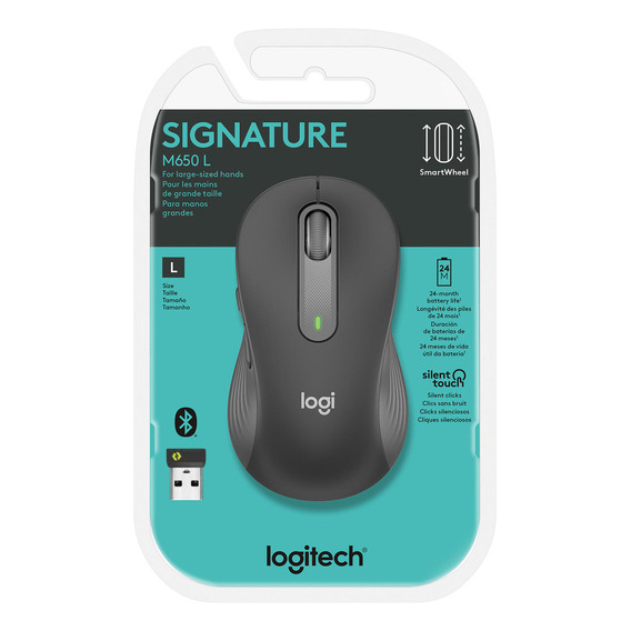 Mouse Inalambrico Logitech Signature M650 Large Grafito Color Negro