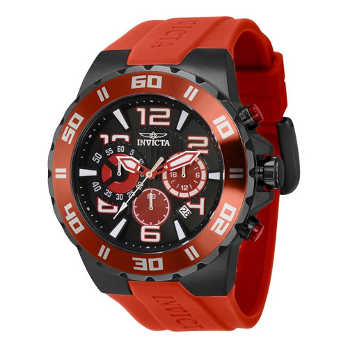 Reloj Para Hombre Invicta 37757 Pro Diver 48 Mm Color de la correa Rojo C Color del bisel Acero inoxidable Color del fondo Negro