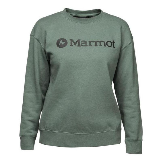 Polerón Mujer Marmot Logo Crew Verde