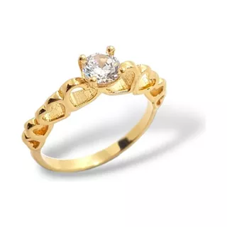 Anillo Oro 18k Laminado Compromiso Corazon Cristal Bellanel