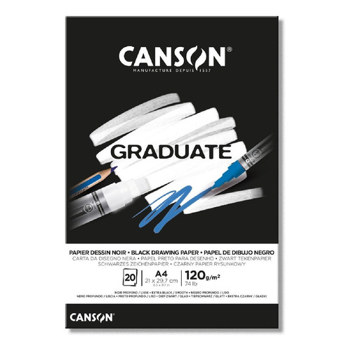 Canson Block Graduate Noir 120 Grs A4 X 20 Hojas Color Negro
