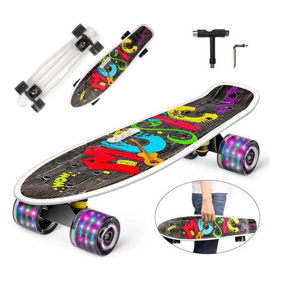 Patineta Skateboard Tipo Penny Cruiser Freestyle Rueda Luces