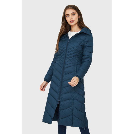 Parka Larga Acolchada Azul Petróleo Nicopoly