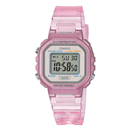 Reloj Casio La-20whs Vintage Retro Cronometro Luz Led Gemma Color de la malla Rosa Color del bisel Rosa claro Color del fondo Gris