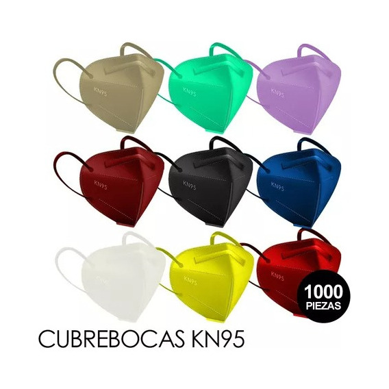 Cubrebocas Kn95 5 Capas Certificación 1000 Piezas Colores