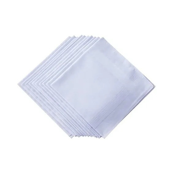 Pañuelos Blancos Para Hombre, 100% Cuadrados 12 Und Unicolor