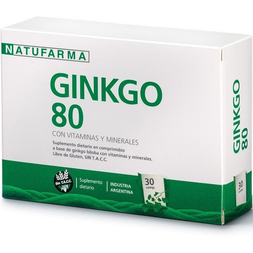 Natufarma Ginkgo Biloba 80 Circulacion Memoria X 30 Comp Sabor Sin sabor