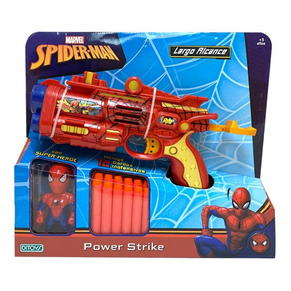 Spiderman Pistola Lanza Dardos Con Figura Ditoys 2423