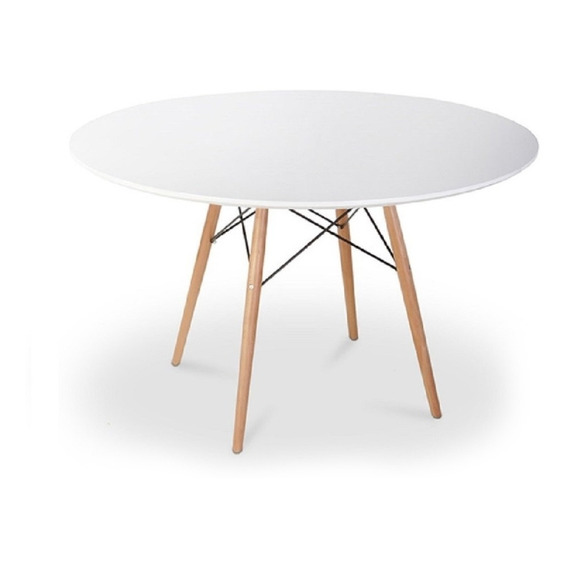 Mesa Eames Blanca Patas De Madera Y Metal 60