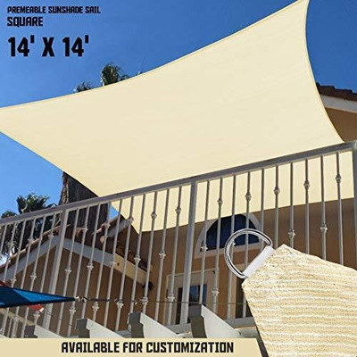 Vela De Sombra Cuadrada Beige 14' X 14' Bloqueo U*v 180 Gsm