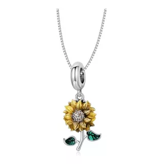 Collar Cadena Para Mujer Dije Flor Girasol En Plata 925