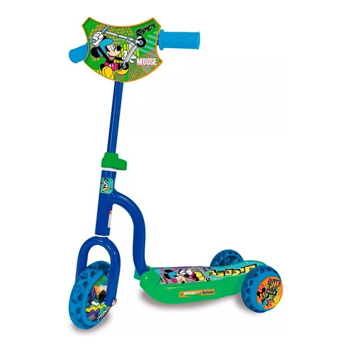 Monopatín de pie Unibike Scooter 3 ruedas Mickey  verde y azul para 5 años