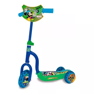 Monopatín De Pie Unibike Scooter 3 Ruedas Mickey  Verde Y Azul Para 5 Años