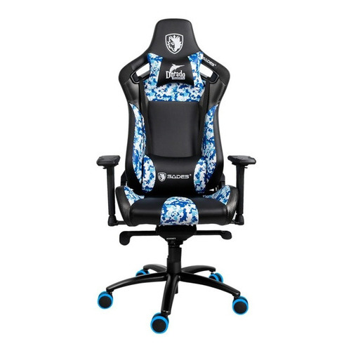 Silla Gamer Con Diseñor Ergonomico Sades Referencia Dorado Color Negro Material del tapizado Cuero sintético