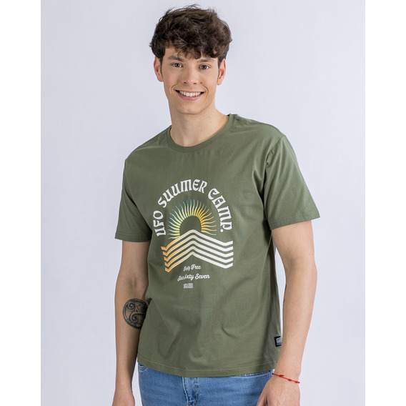 T-shirt Algodon Estampada Hombre Ufo Summer Camp Verde