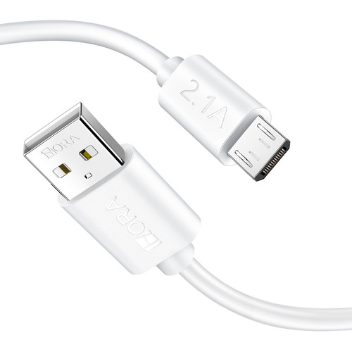 Cable 2mts V8 Microusb Android Datos Carga Rápida 1hora Color Blanco